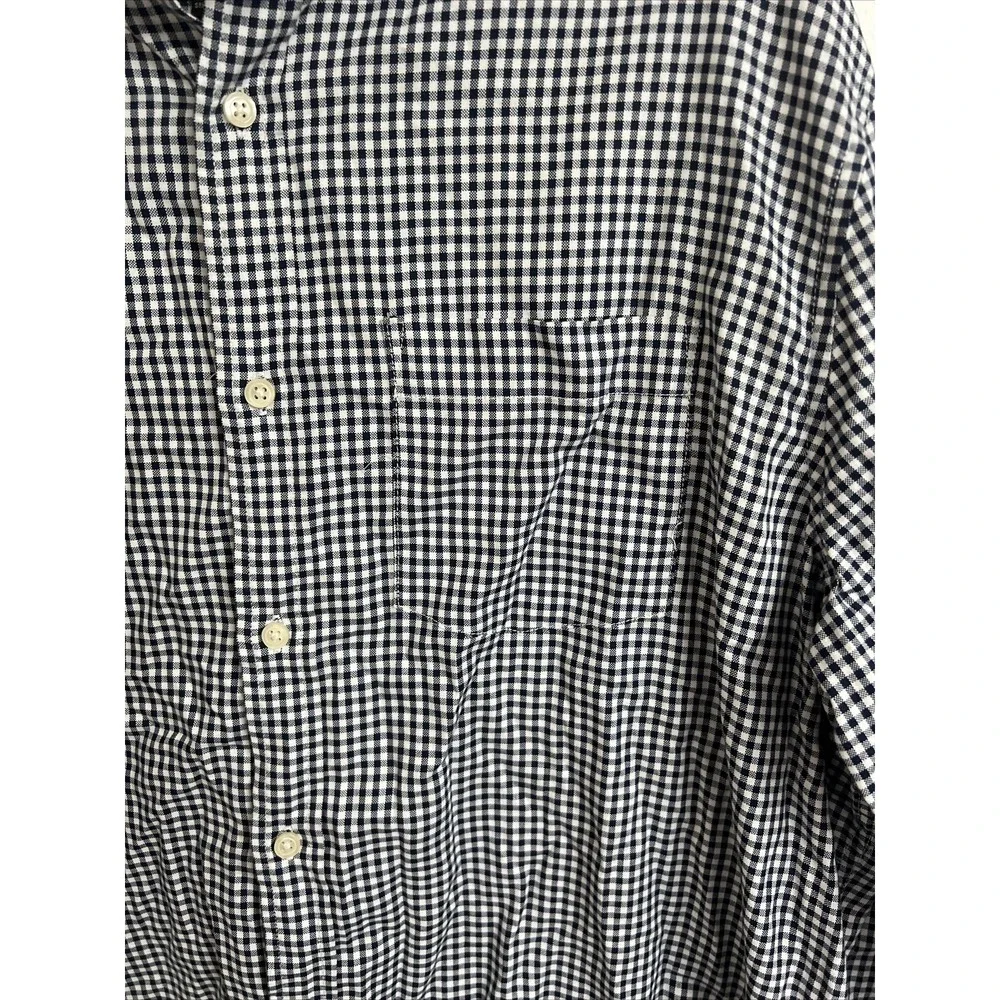 Banana Republic Mens Shirt Oxford XL Extra Large‎ Navy Blue Checked Untucked Fit